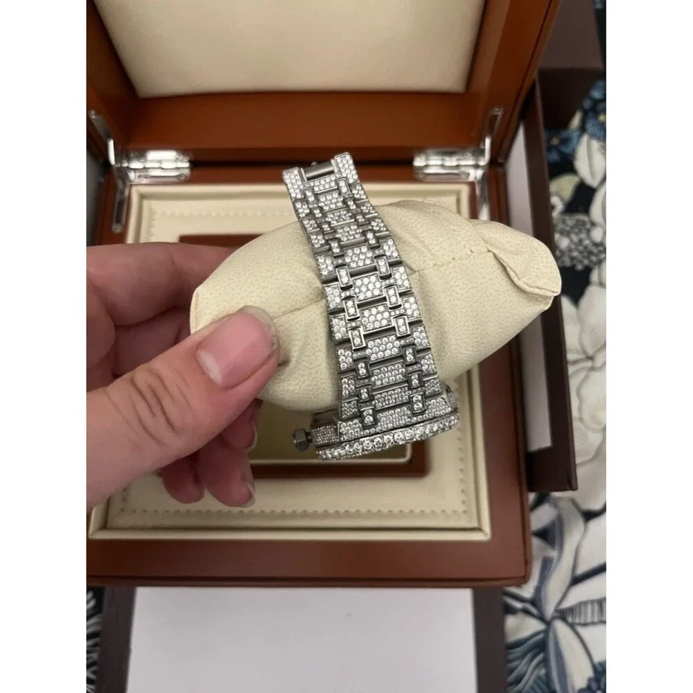 Bust Down Moissanite Watch Iced Out Swiss Auto Movement 41mm with Box + Papers
